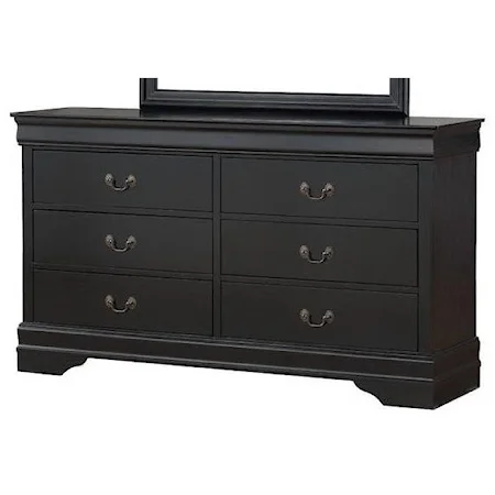 6 Drawer Dresser with Brass Handles